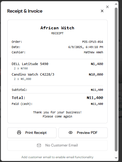 Invoice & Receipt System Screenshot